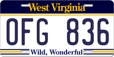 WV license plate OFG836