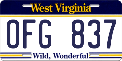 WV license plate OFG837