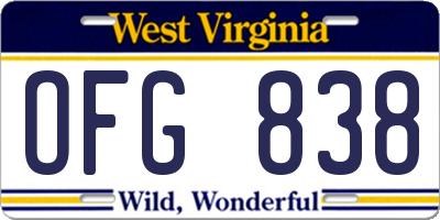 WV license plate OFG838
