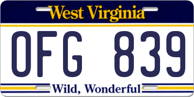 WV license plate OFG839