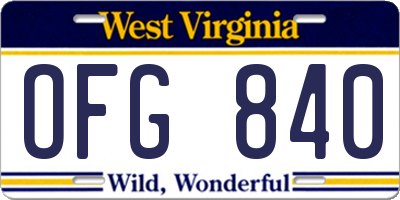 WV license plate OFG840