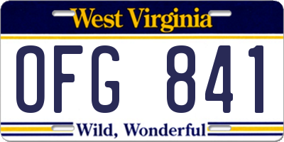 WV license plate OFG841