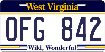 WV license plate OFG842