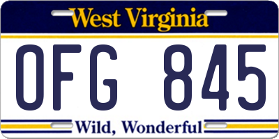 WV license plate OFG845