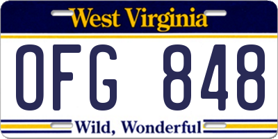 WV license plate OFG848