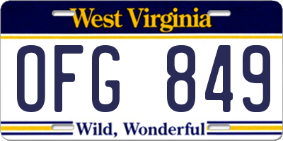 WV license plate OFG849