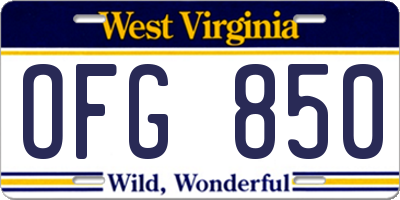 WV license plate OFG850