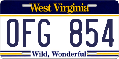 WV license plate OFG854