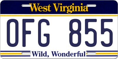 WV license plate OFG855