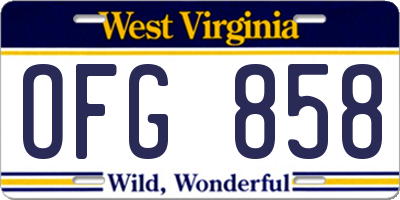 WV license plate OFG858