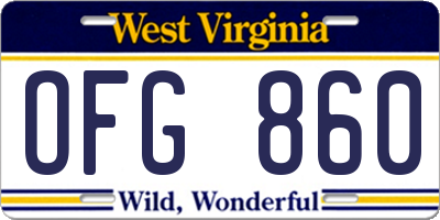 WV license plate OFG860