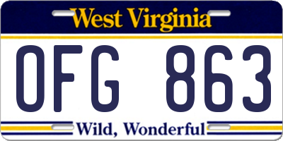 WV license plate OFG863