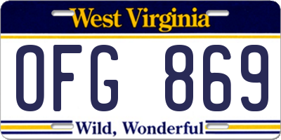 WV license plate OFG869