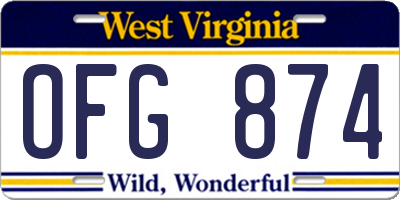 WV license plate OFG874