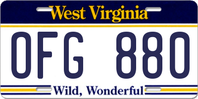 WV license plate OFG880
