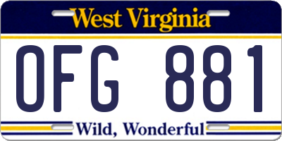 WV license plate OFG881