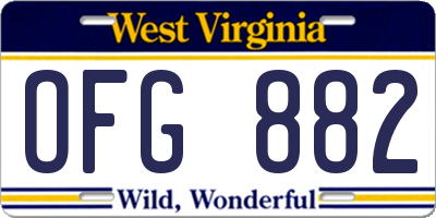 WV license plate OFG882