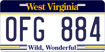 WV license plate OFG884