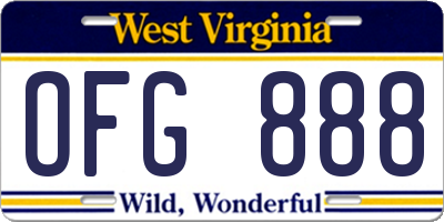 WV license plate OFG888