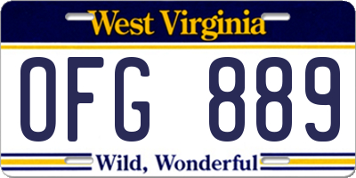 WV license plate OFG889
