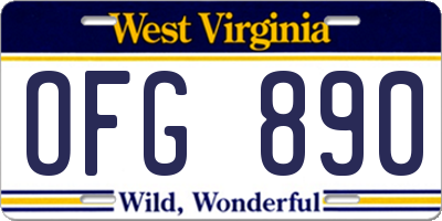 WV license plate OFG890