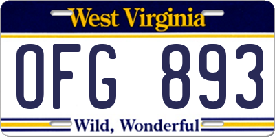 WV license plate OFG893