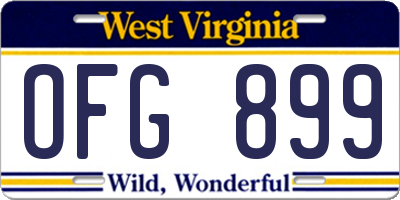 WV license plate OFG899