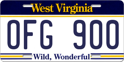 WV license plate OFG900