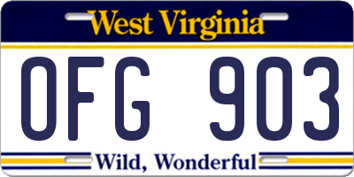 WV license plate OFG903