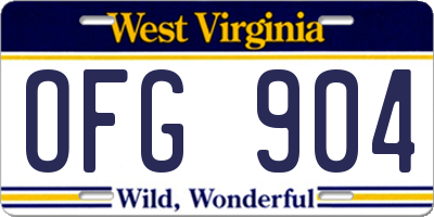 WV license plate OFG904