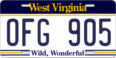 WV license plate OFG905