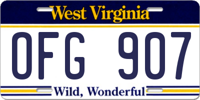 WV license plate OFG907