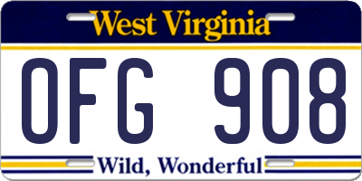 WV license plate OFG908