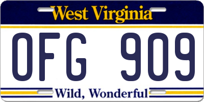 WV license plate OFG909