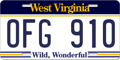 WV license plate OFG910