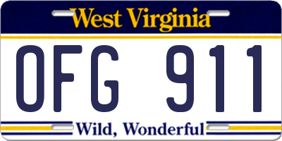 WV license plate OFG911