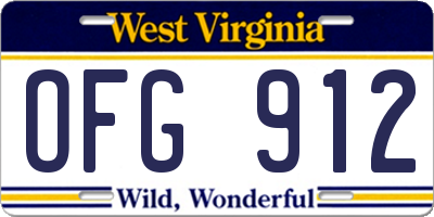 WV license plate OFG912