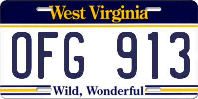 WV license plate OFG913