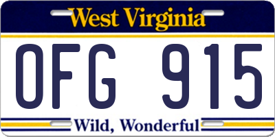 WV license plate OFG915