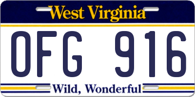 WV license plate OFG916