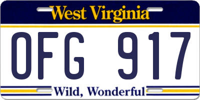 WV license plate OFG917