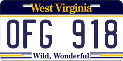WV license plate OFG918