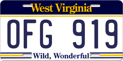 WV license plate OFG919