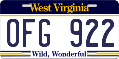 WV license plate OFG922