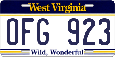 WV license plate OFG923