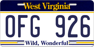 WV license plate OFG926