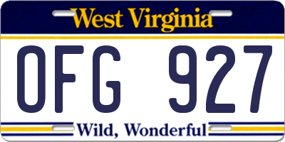 WV license plate OFG927