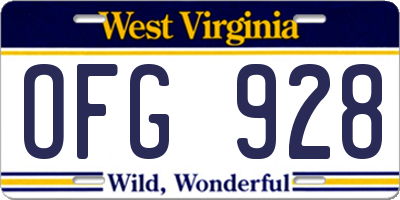 WV license plate OFG928