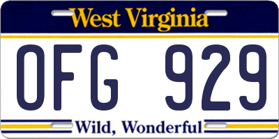 WV license plate OFG929