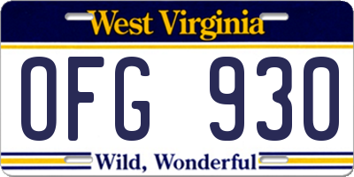 WV license plate OFG930